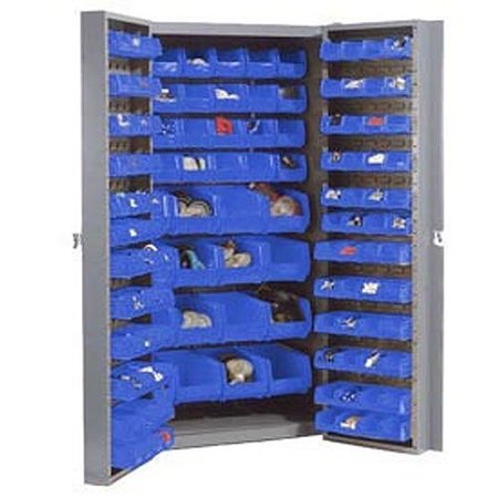 GLOBAL INDUSTRIAL Bin Cabinet with 136 Blue Bins, 38x24x72 662145BL